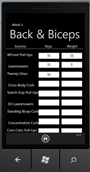 Windows Mobile P90X back and biceps applications
